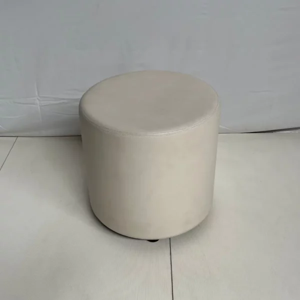 Pouf rond en cuir blanc